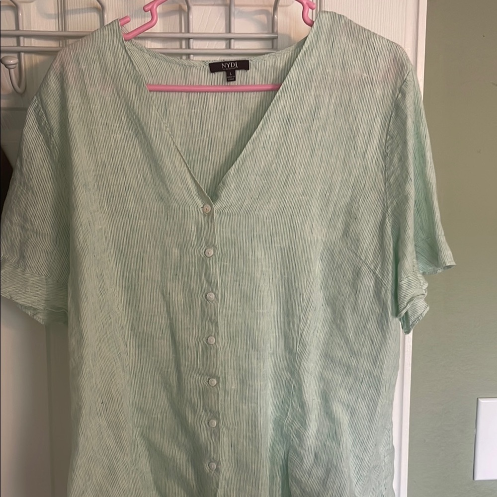NYDJ Women's Green Button-Up Top